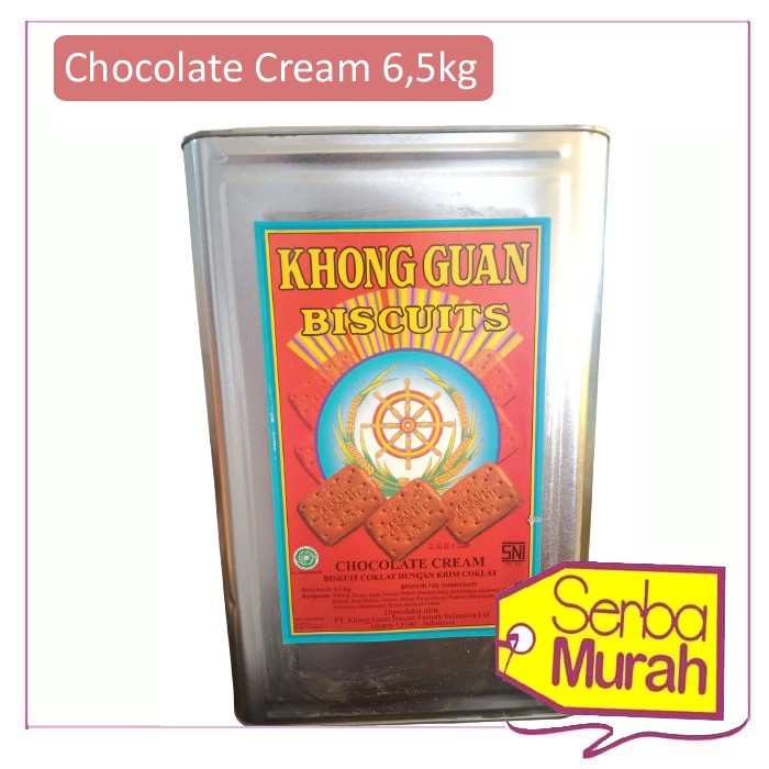 

Cemilan / Biskuit Kaleng Besar / Khong Guan Chocolate Cream Kaleng 6,5 Kg