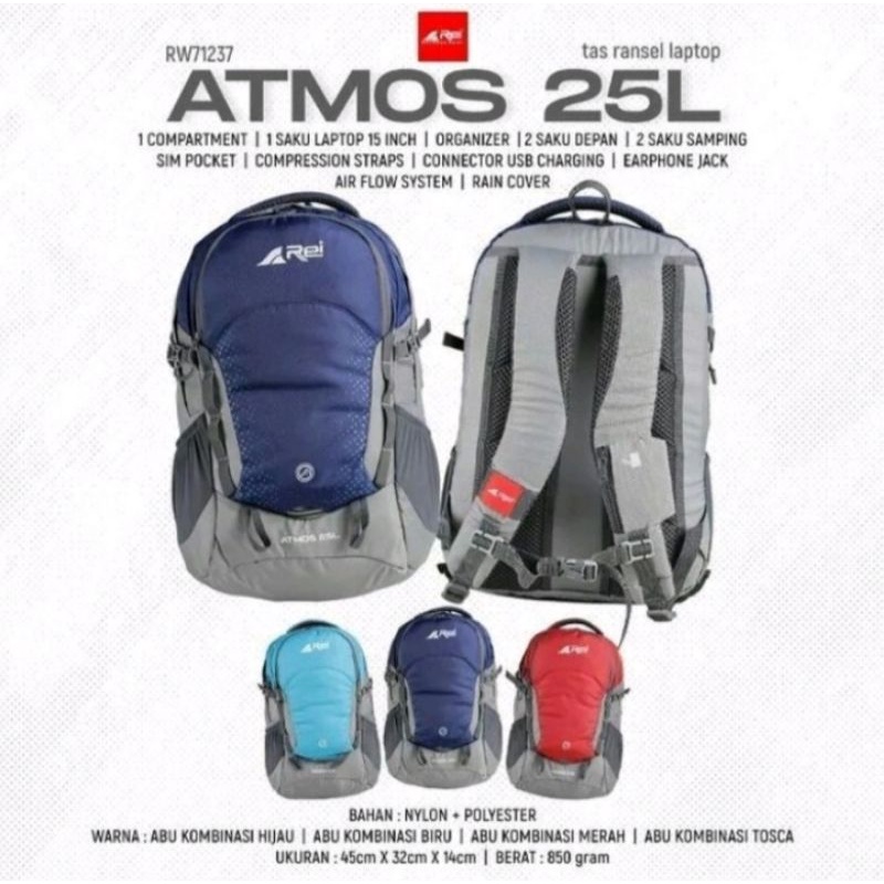 Tas ransel/tas gendong pria Rei ATMOS 25 L terbaru original