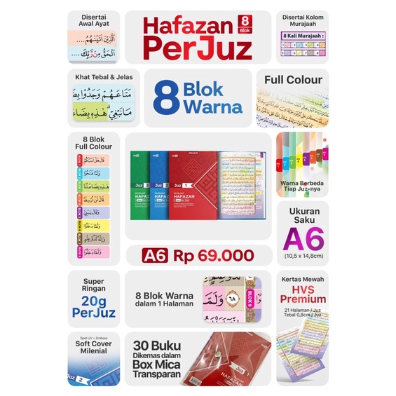 AlQuran Per juz Hafazan A6 (30 Juz 30 Buku)