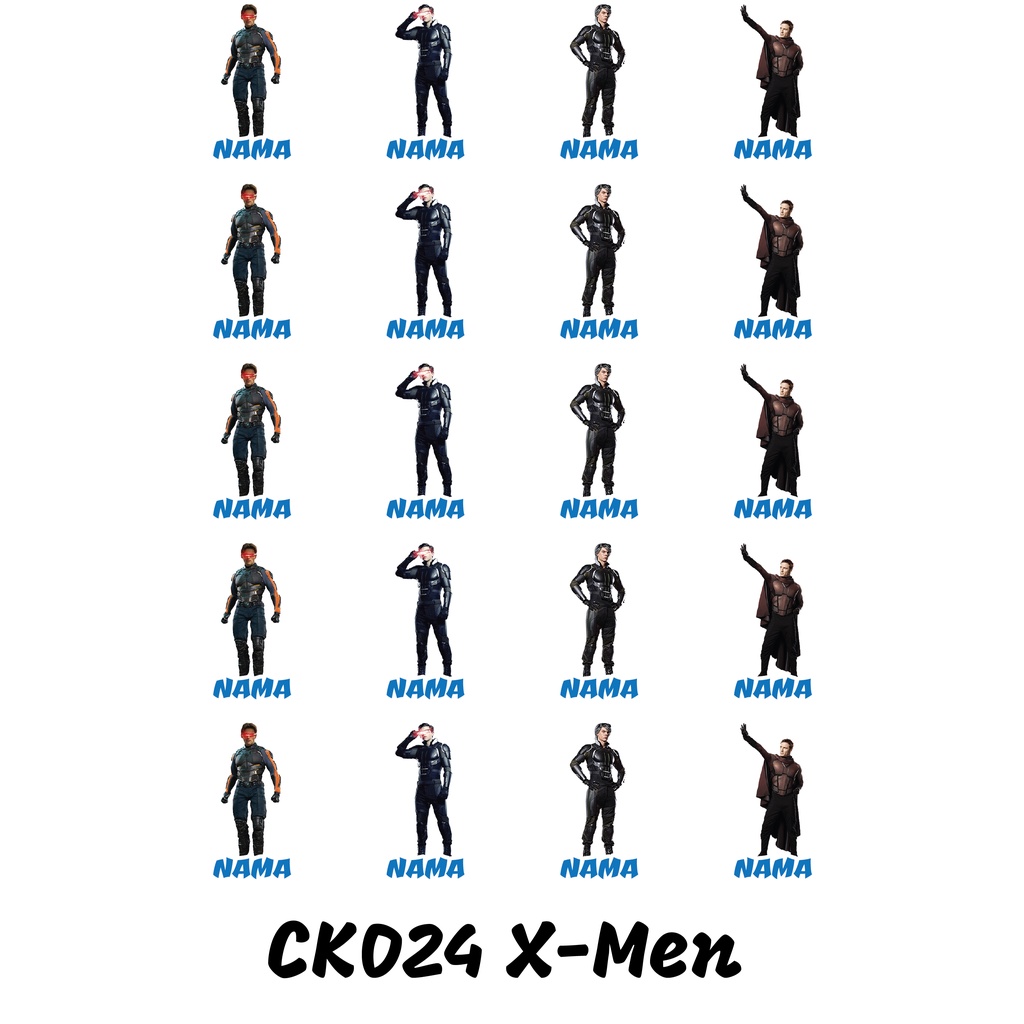 

Sticker Nama Cutting Label Waterproof Tahan Air X-Men (CK024)
