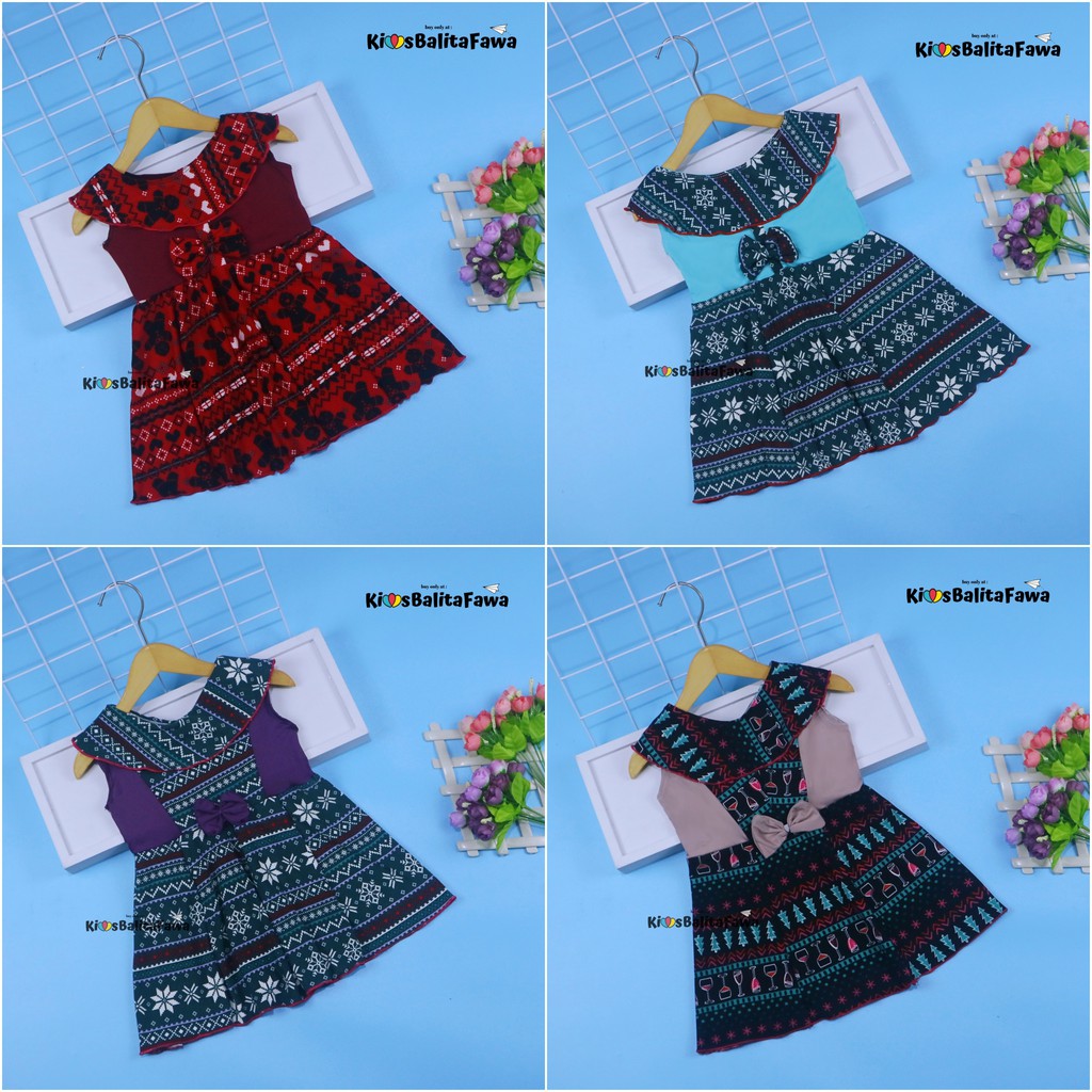 Dress Cantika uk 3-4 Tahun / Baju Anak Perempuan Harian Dres Yukensi Balita Motif Gaun Pesta Import