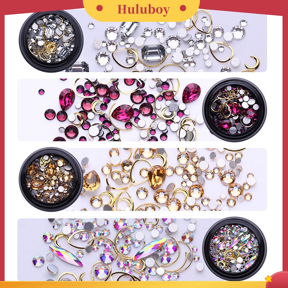 Huluboy Huluboy♡ Dekorasi Nail Art 3D Bentuk Geometris Bahan Alloy Aksen Glitter Berlian Imitasi Untuk Manicure