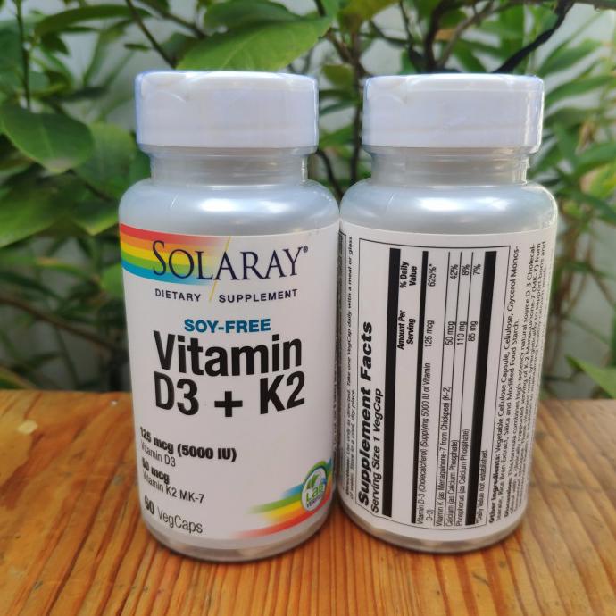 Solaray Vitamin D3 + K2 5000IU, 60 VegCaps