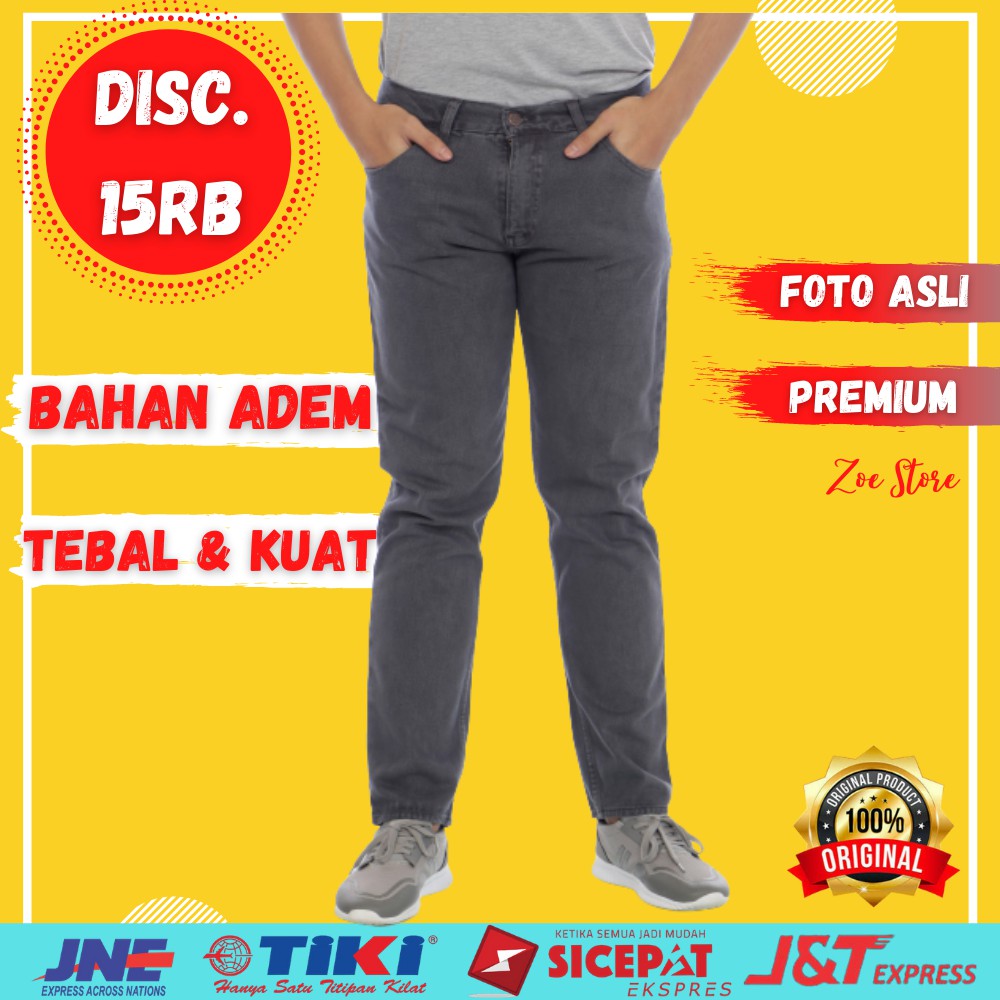 Celana Jens Pria Jelana Jeans Pria Regular Standar Dewasa - Celana Jeans LEA Reguler Pria Tebal Abu