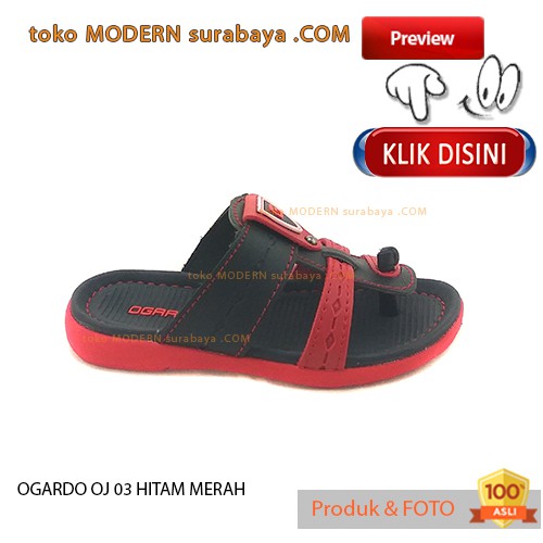 OGARDO OJ 03 HITAM MERAH sendal anak casual flip flop