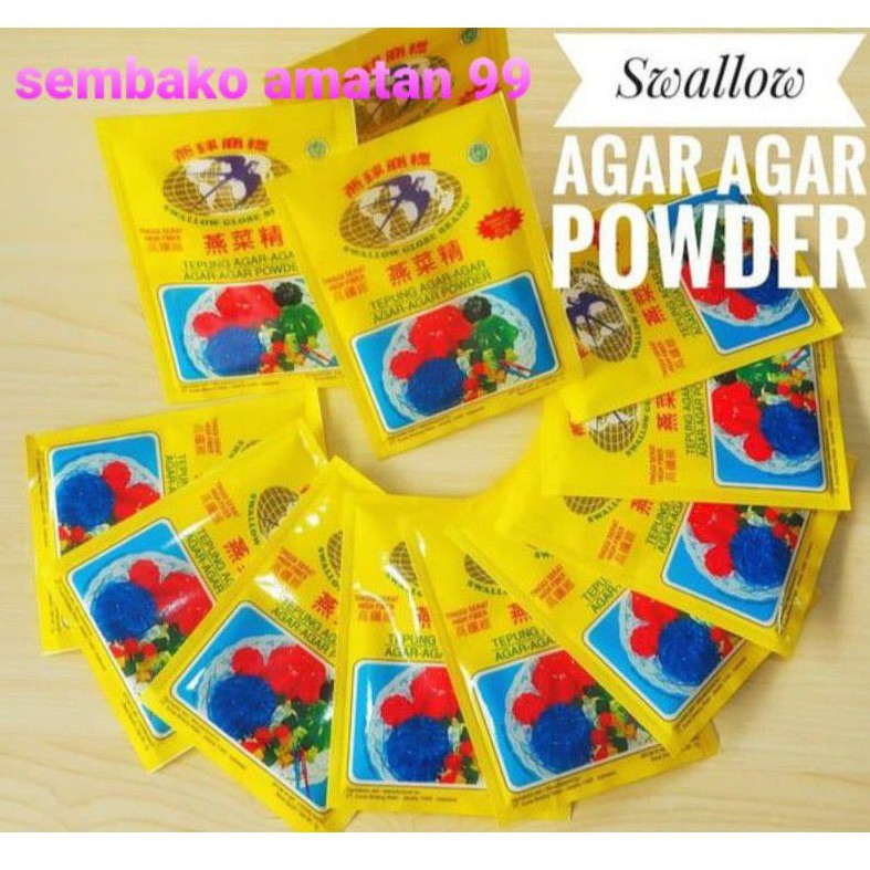 

Agar Agar Swallow Globe Warna Putih Merah Hijau Coklat 7 Gram