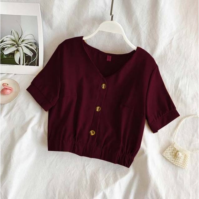 BEFAST - ZEC Crop YOLANDA (LD 102, P 51) / Blouse Crop Zoya / Blouse Wanita / Blouse Casual / Blouse Remaja Kekinian / Blouse Crop Sabrina / Blouse OOTD Ala Style Korean Wanita