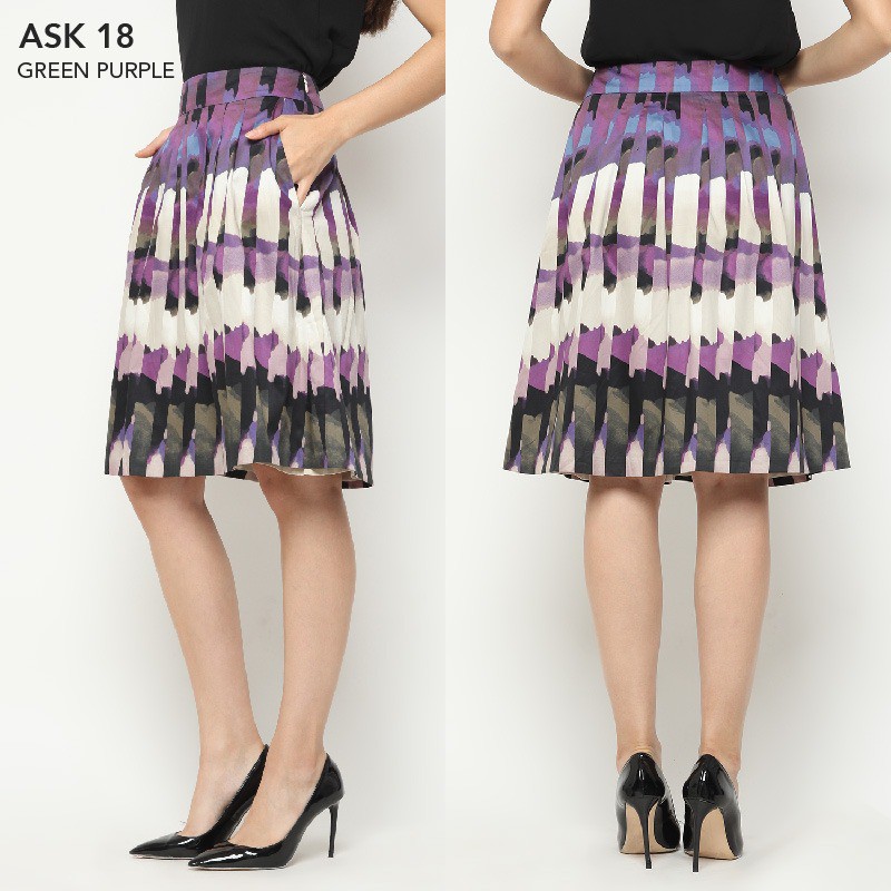 Double Pocket Green Purple Skirt Rok Pendek Hijau Ungu