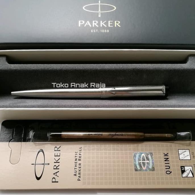 

HOT SALE PAKET 1 KLIK: 1 Pc Parker Vector Stainless SS Ballpoint+1 Pc Refill BP Terjamin