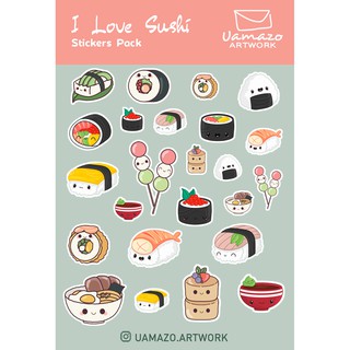 Sticker Pack / I Love Sushi / Sticker Tumblr / Sticker Lucu / Sticker