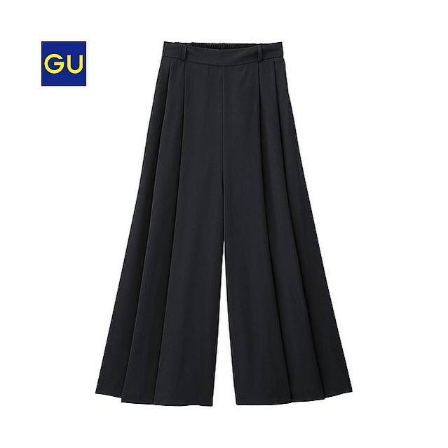 GU Uniqlo Wide Leg Palazzo Long Cullote Pants Celana Kulot UNQ - BLACK & NAVY