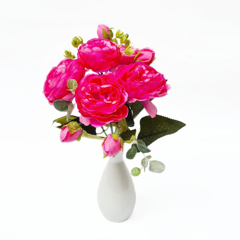 AF56 Bunga Mawar Peony Artificial Flower Bouquet Rose Wedding Decoration