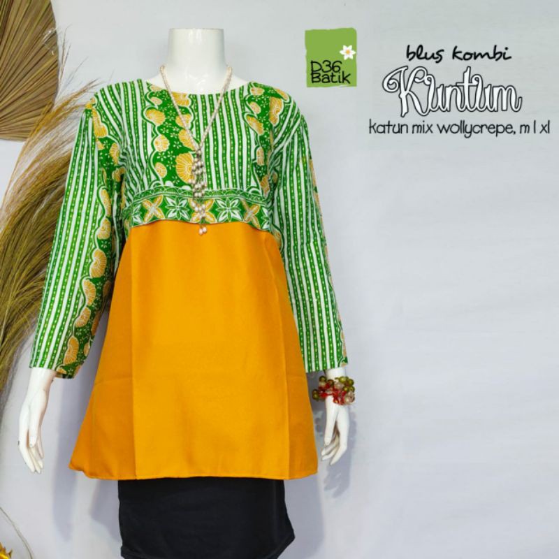 Blus Kombi Kuntum atasan batik wanita modern kasual modern