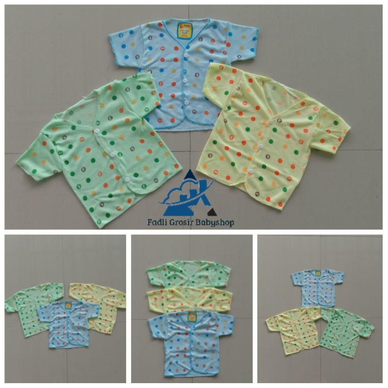 3 Pcs Baju Bayi Newborn Lengan Pendek Polkadot