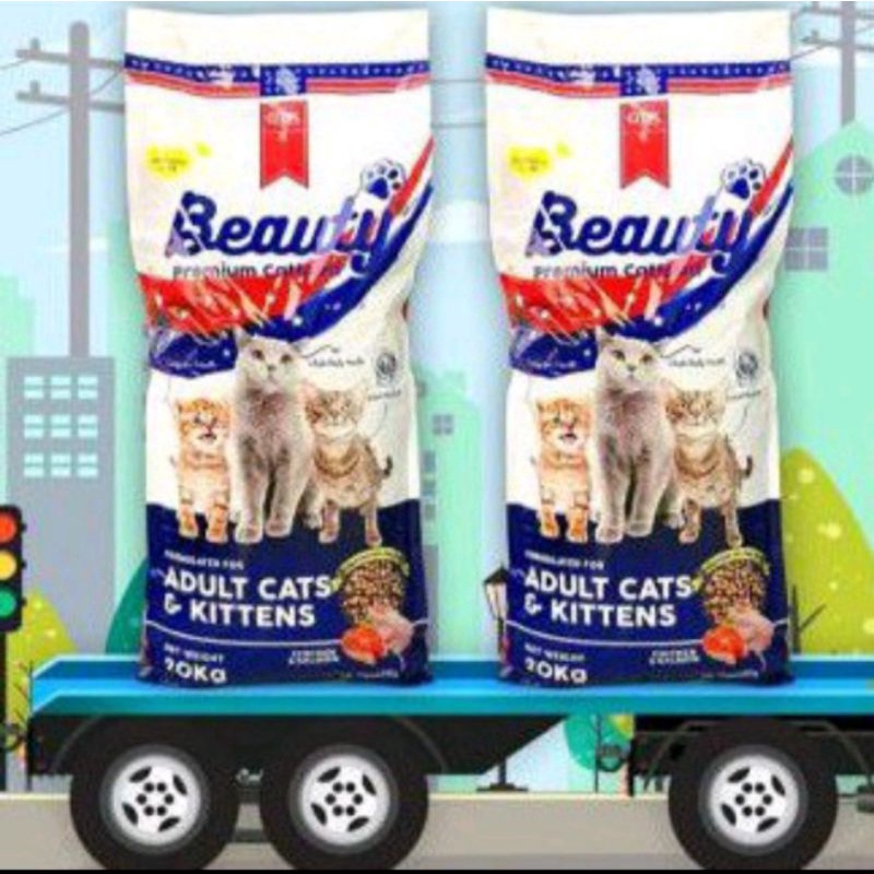 Gojek/Grab Makanan Kucing Beauty 20kg paket 3Karung