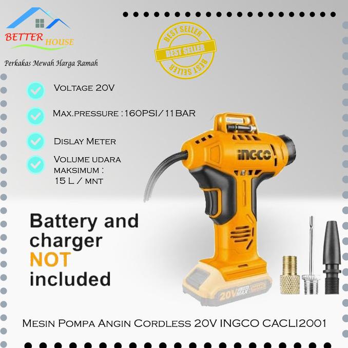 Pompa angin Pompa Ban Kompressor Cordless 20V INGCO CACLI2001