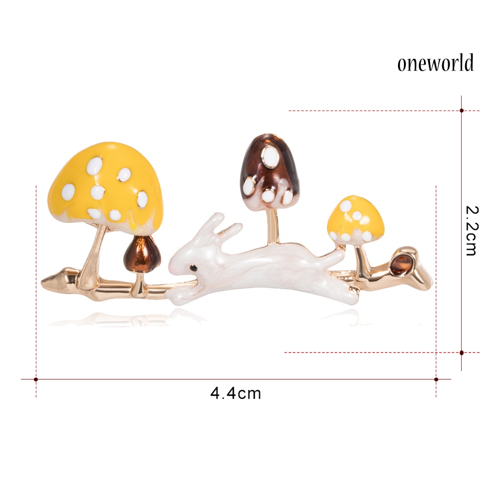 OW@ Cute Unisex Running Rabbit Mushroom Enamel Animal Plant Brooch Pin Lapel Badge