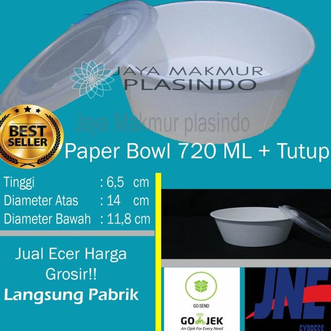 Paper Bowl 720 Ml + Tutup / Bowl Paper 24 Oz Include Lid / Box 24 Oz