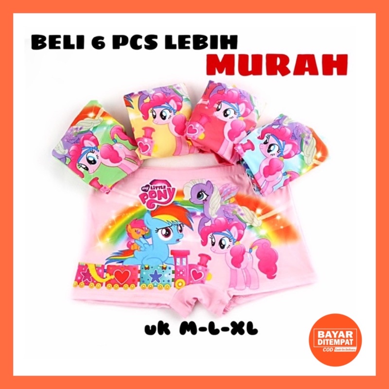 6 Pcs CD Celana Dalam Boxer Anak Bayi Perempuan Cewek 2 3 4 5 Tahun Katun Adem Littlepony Celana Dalam Bokser Littlepony