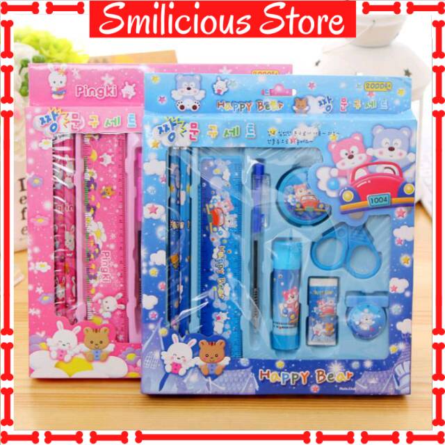 Alat Tulis Set Kartun 9 in 1 / Paket Set Alat Tullis Anak Sekolah