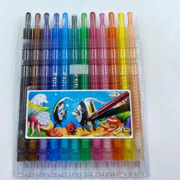 

◊ Crayon / Krayon / Oil Pastel Putar TITI Joyko Putar 12 Warna Panjang ☎