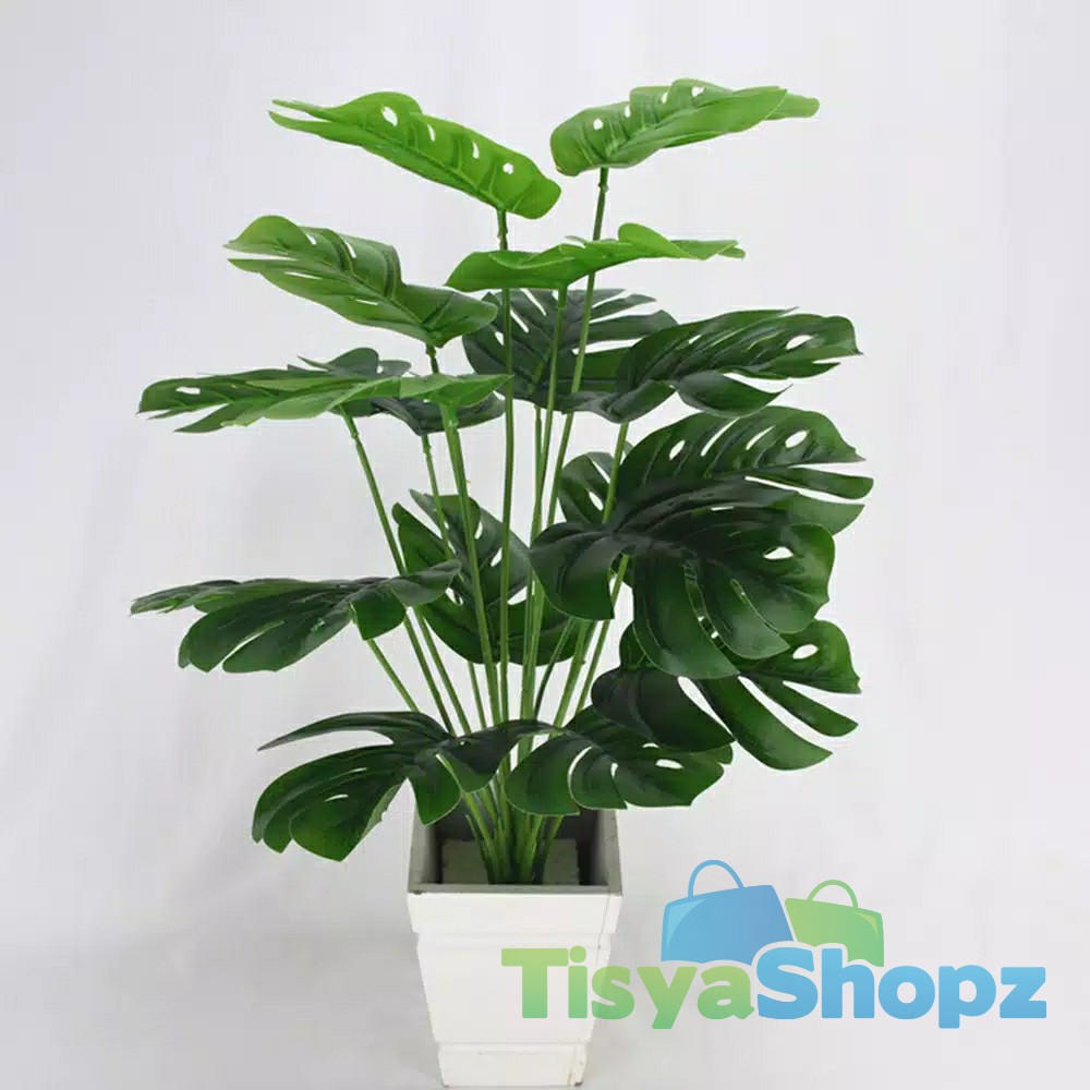 Daun Monstera JUMBO Tinggi 58 cm / Monstera 18 Cabang / Monstera Artificial [ TANPA POT ]