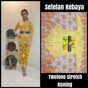 Unik Setelan Kebaya Bali Twotone Stretch Lycra Diskon