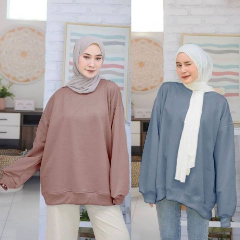 XXL BASIC SWEATER OVERSIZE - SWEATER POLOS LD 130 PJ 70 CM - SWEATER PRIA/WANITA