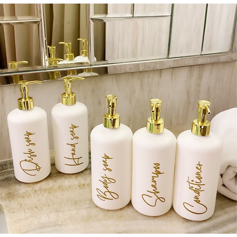 botol DOFF TEBAL 500ml gold new luxury. aesthetic bottle minimalist refill organizer tempat sabun cair pump estetik sabun mandi