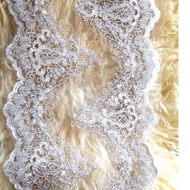 ⭐Buat Anda renda bordir brokat tile pinggiran 2 sisi sama lebar 24 cm (harga per 50cm) | 1.1 F⚡ash s