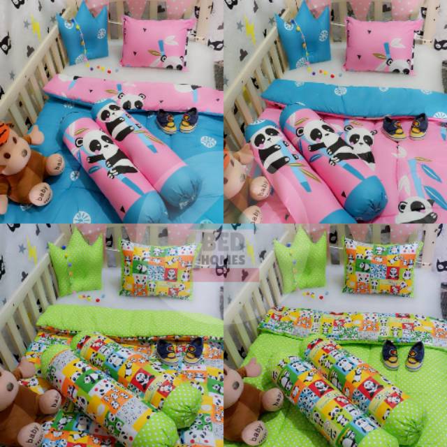 Bedcover Set Bayi Free Tas Bening motif Panda (100×110)