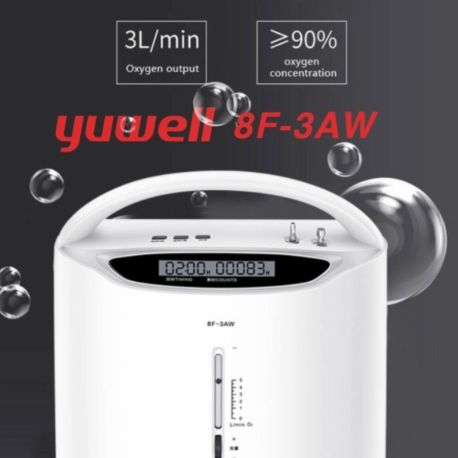 YUWELL 8F-3AW - Oxygen Concentrator 3L with Nebulizer - Mesin Penghasil Oksigen 3L dan Nebulizer