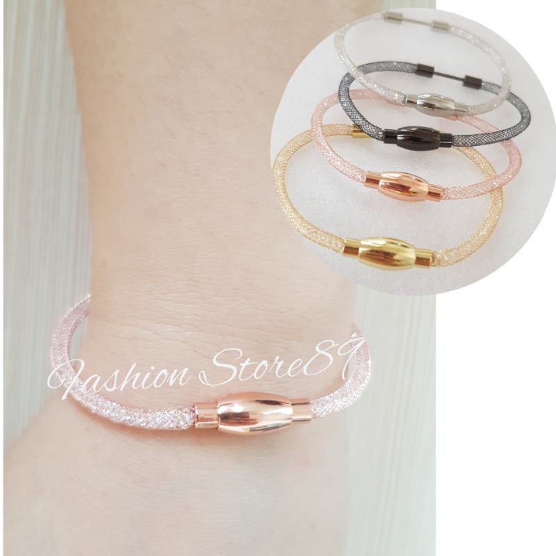 Gelang Gliter import bukaan 2 sisi elastis gelang gliter fashion import gelang charm