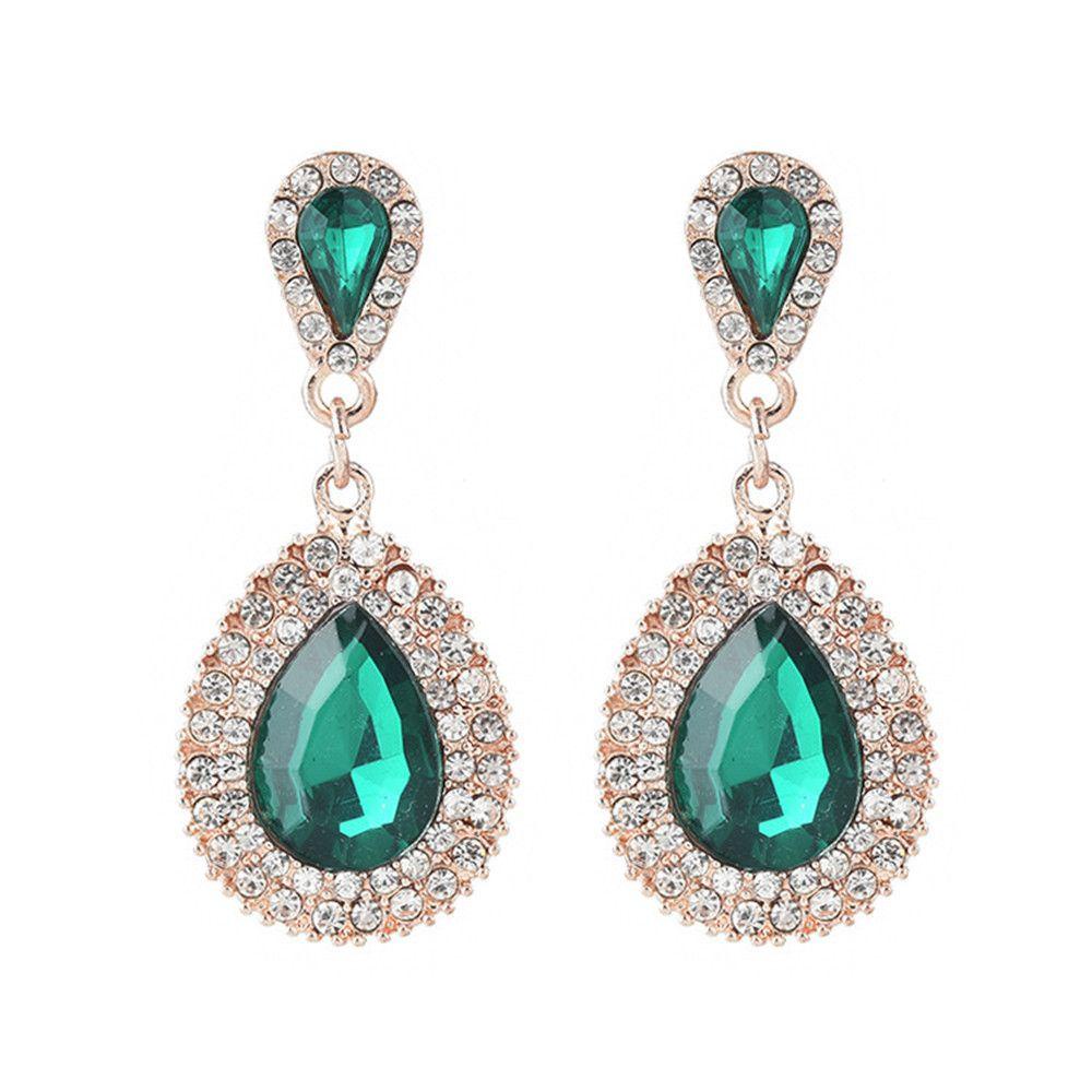 PREVA Water Drop Rhinestones Earrings Multicolor Female Palace Retro Crystal Earrings