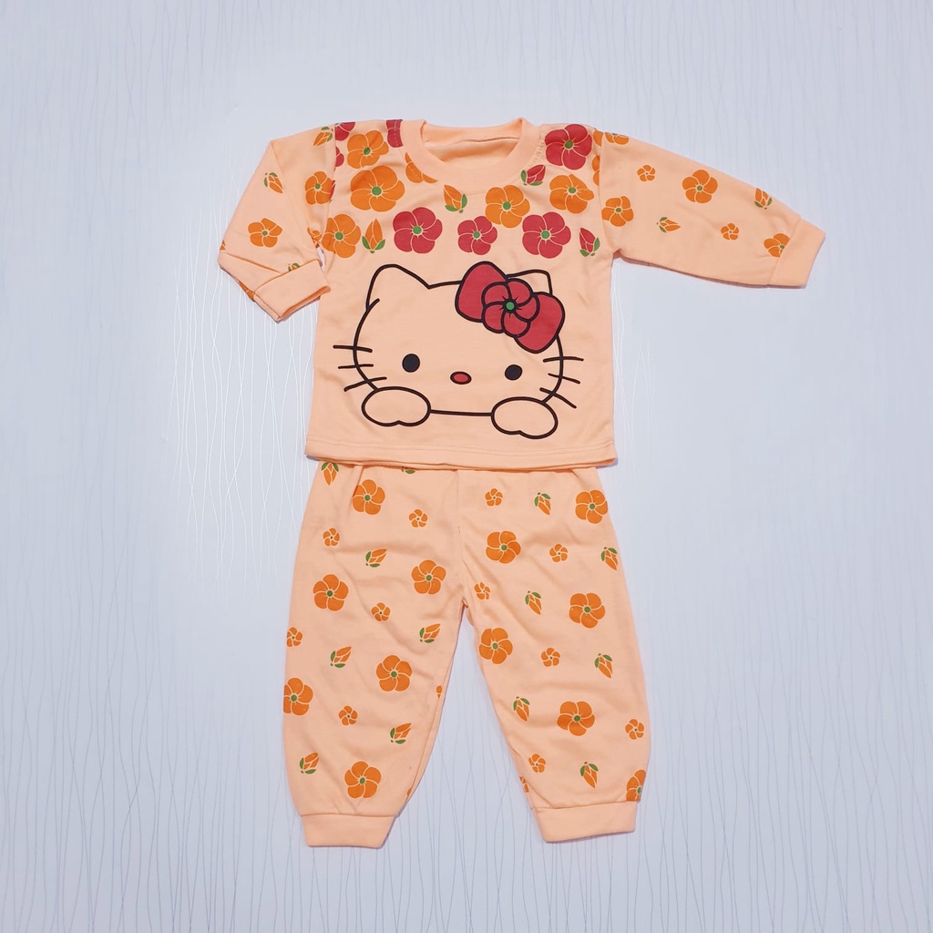 setelan piyama baju tidur anak perempuan hello kitty pink