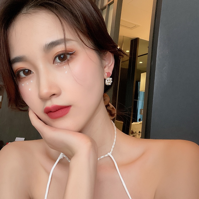 Anting Tusuk Silver 925 Bentuk Kotak Hias Mutiara Gaya Korea Untuk Wanita