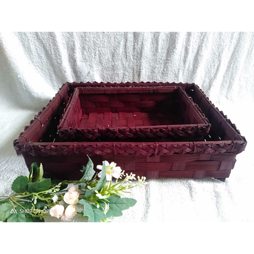 BEST PRODUCT keranjang parcel ukuran besar kecil KERANJANG ANYAM keranjang hantaran - warna COKLAT