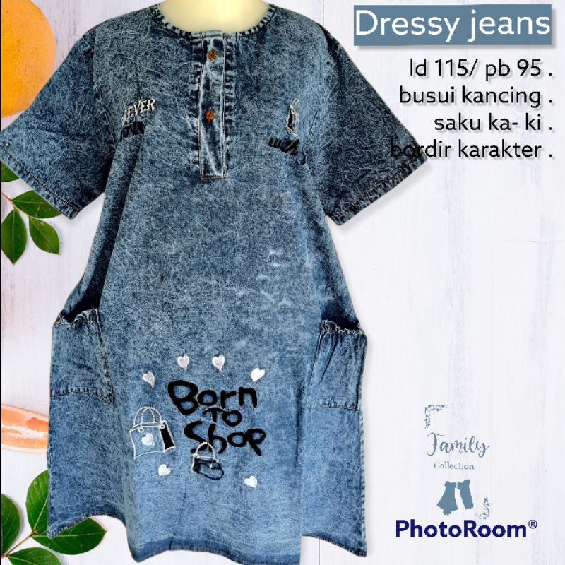 dress jeans jumbo/ daster pendek jeans/ daster sexy jeans
