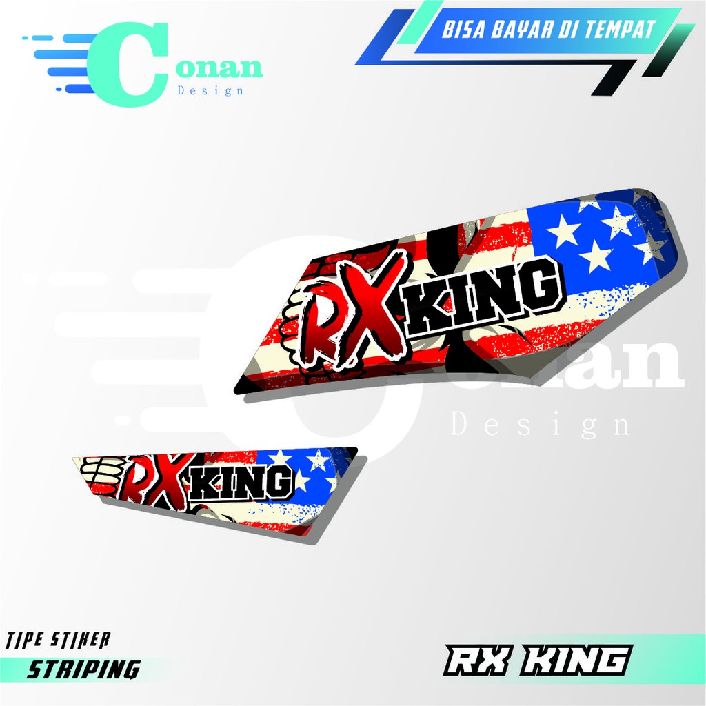 Scotlite Sticker Striping Variasi Yamaha RX King Bendera Amerika Skotlite Motor Variasi