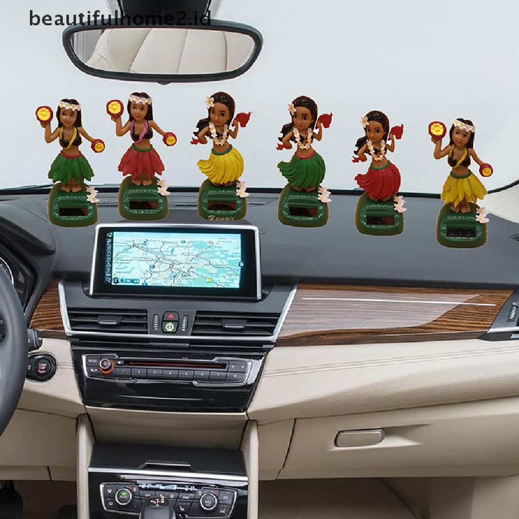 [beautifulhome2.id] Car Decor Dancing Doll Solar Power Toy Hawaiian Hula Girl Shaking Head Ornament ID