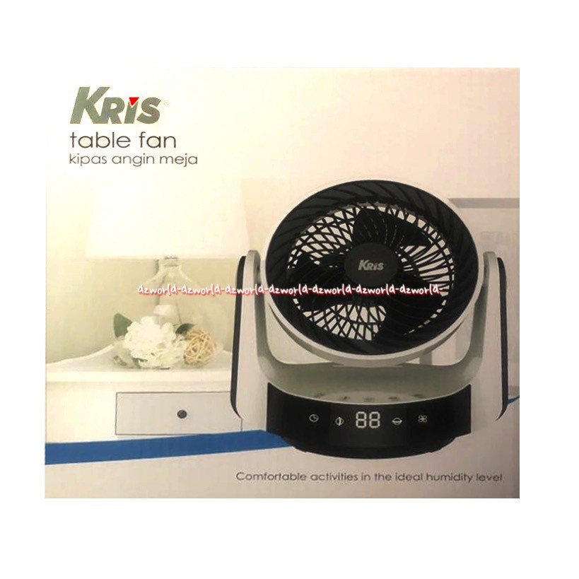 Kris Table Fan FSQ-MF08F Kipas Angin Meja Pake Remot Control Putih Abu