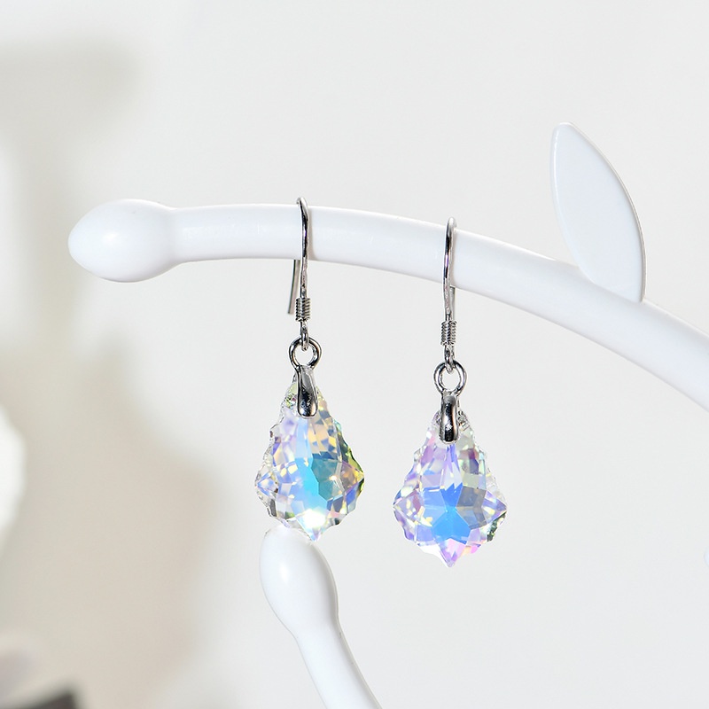 [ 1 Pair  Ladies Diamond Crystal  Leverback Pendant Earrings ] [  Popular Colourfu Gemstone Earrings ] [ Women Bridal Wedding Drop Earrings ]