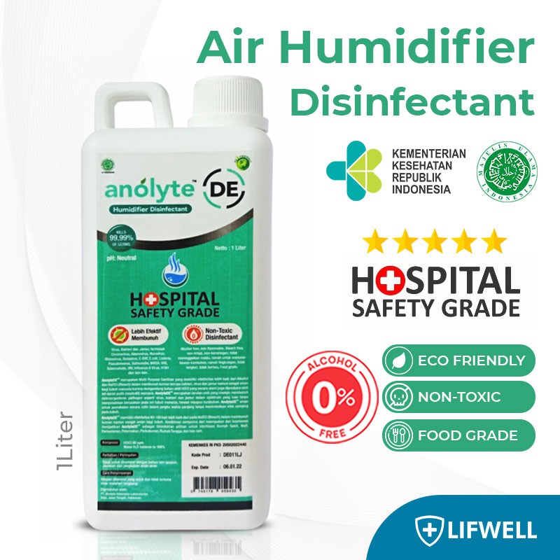 Air Disinfectant Anolyte DE Humidifier. Cairan Disinfektan 1 Liter Refill. Sanitizer Diffuser Udara.
