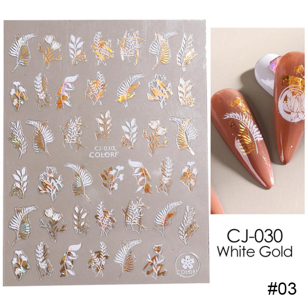 Timekey Stiker Kuku Motif Bunga Warna Laser Untuk Dekorasi Nail Art A8K8