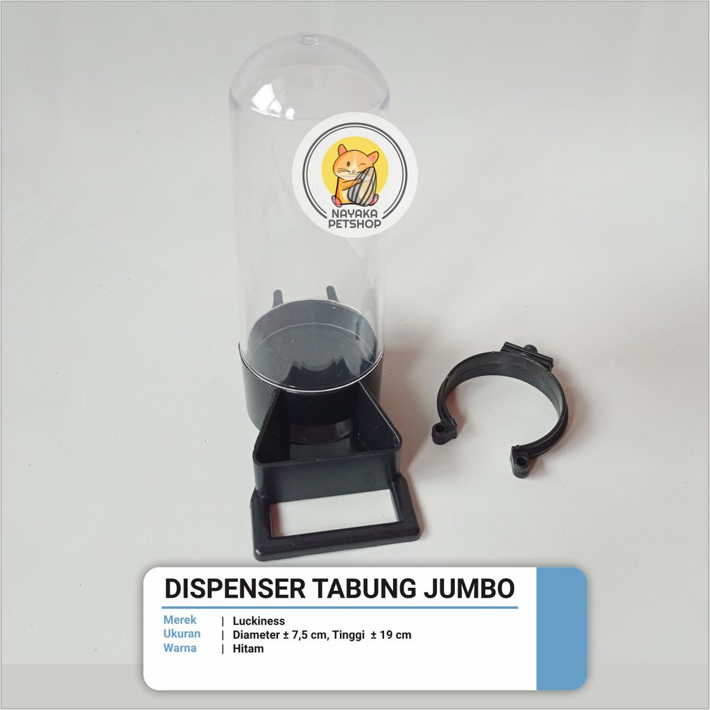 Dispenser Tabung Jumbo Tempat Wadah Makan Minum Hewan Hamster Burung Tupai Bajing Landak Mini Gerbil