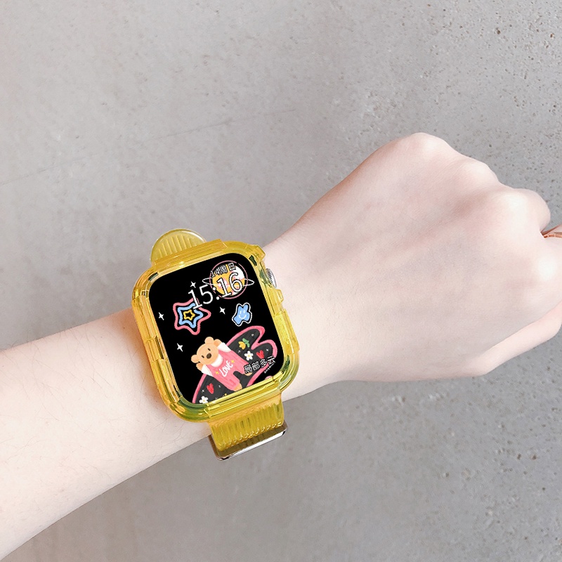 Transparent Glacier strap For Series 2/3/4/5/6/7/8 SE I 38mm 40mm 42mm 44mm 45mm Smart Watch Transparan Tali jam