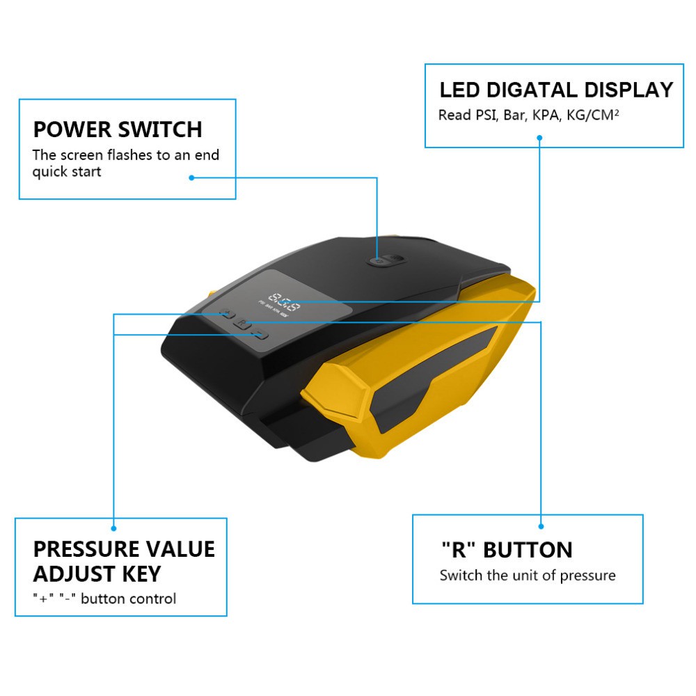 Taffware Inflator Pompa Mobil Elektrik Serba Guna 150PSI - ATJ-1166S - Black/Yellow - OMRSGSBY