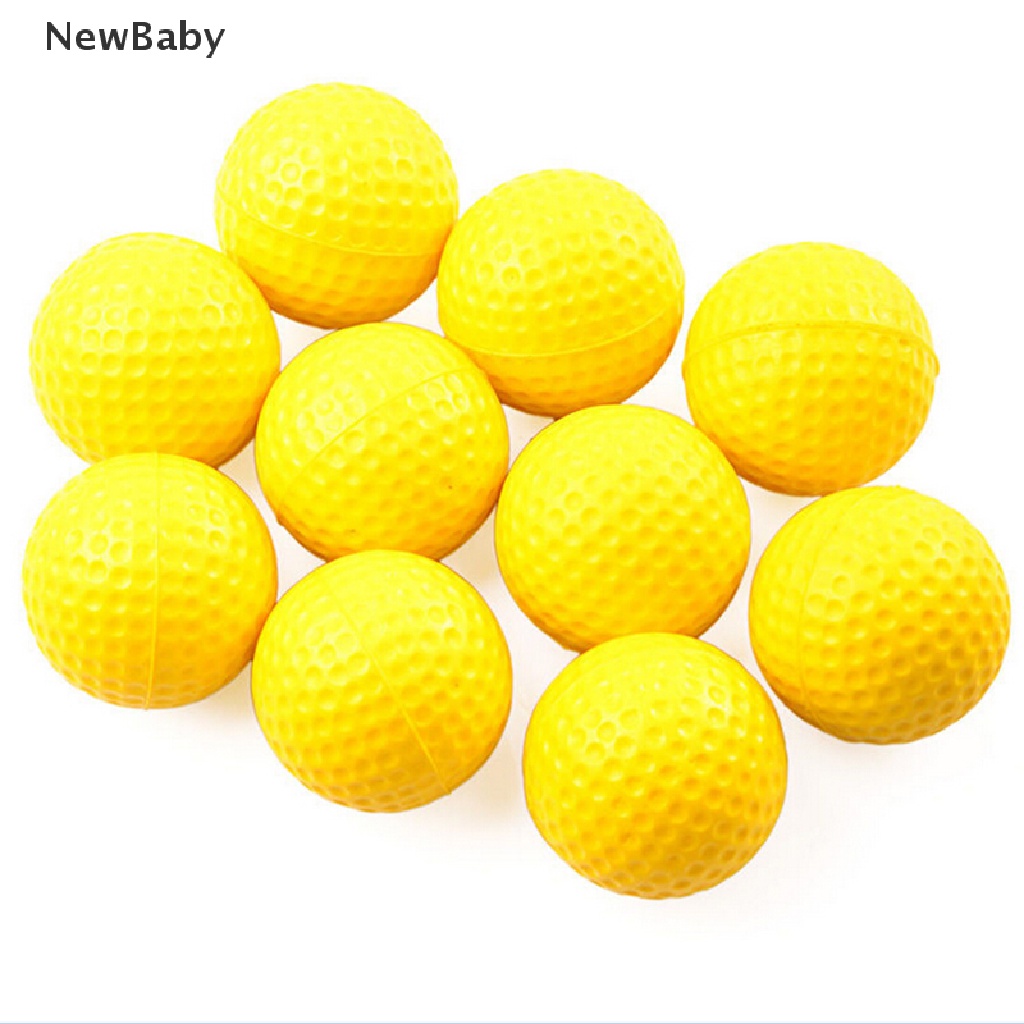 10pcs Bola Golf Bahan Plastik PP Elastis Warna Kuning Untuk Latihan