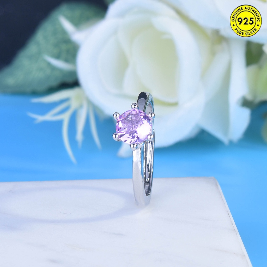 Cincin Berlian 1 Karat Enam Cakar Klasik Warna Pink