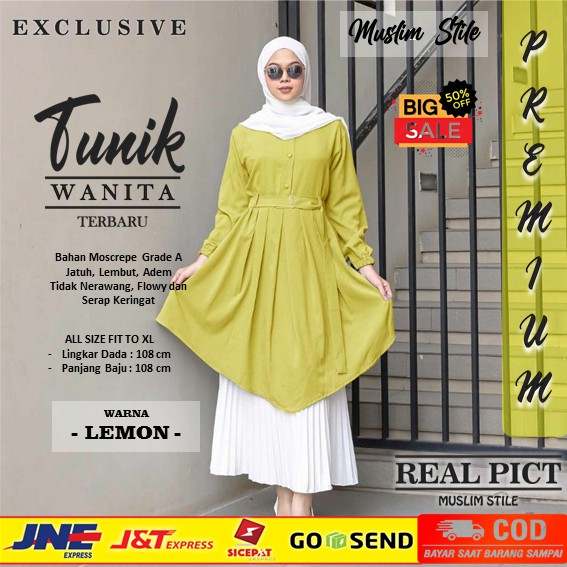 NEDA TUNIK FULL KANCING MOSCREPE // tunik dzuvia/nidia TN5